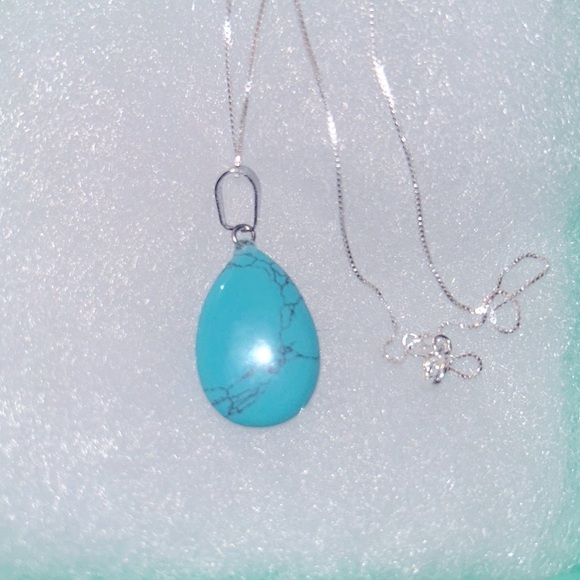 Boho Natural Turquoise Sterling Silver 16” Necklace - Picture 3 of 8